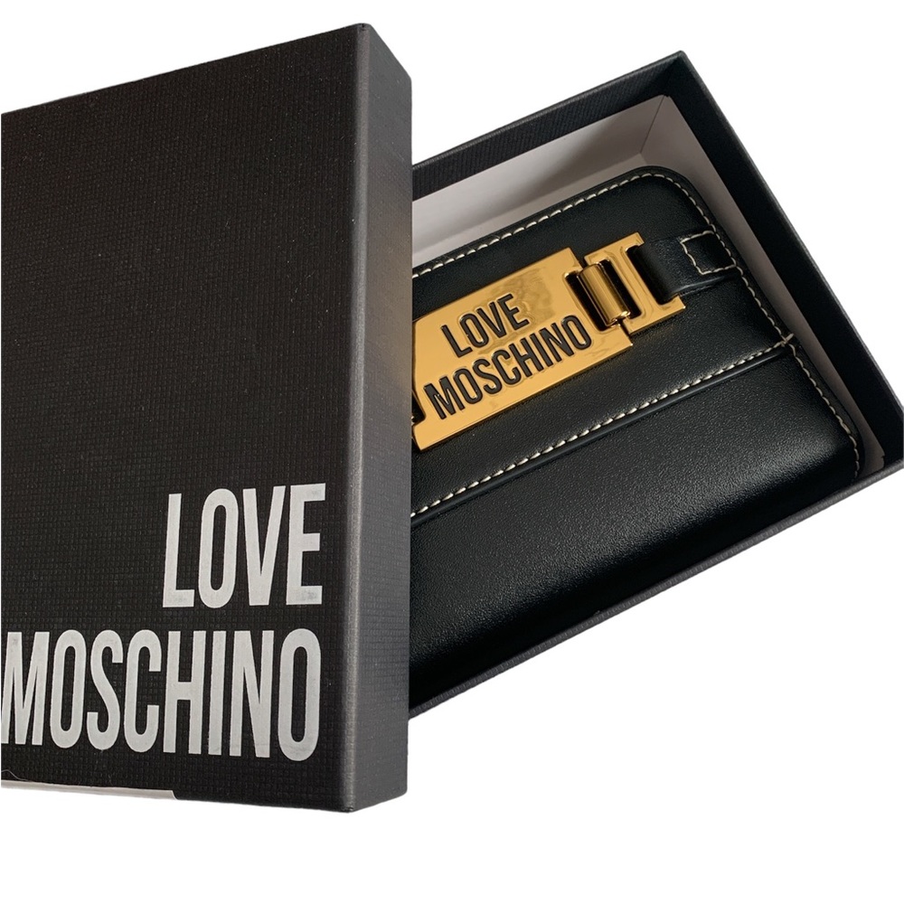 ❤️❤️❤️LOVE MOSCHINO BLACK FAUX LEATHER WALLET WITH ZIP CLOSURE❤️❤️❤️ - Picture 5 of 6